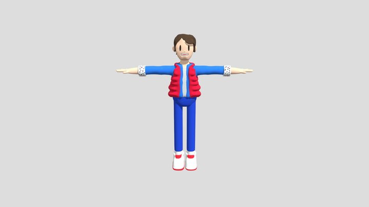 Marty McFly Rubberhose Style 3D Low Poly 3D Model