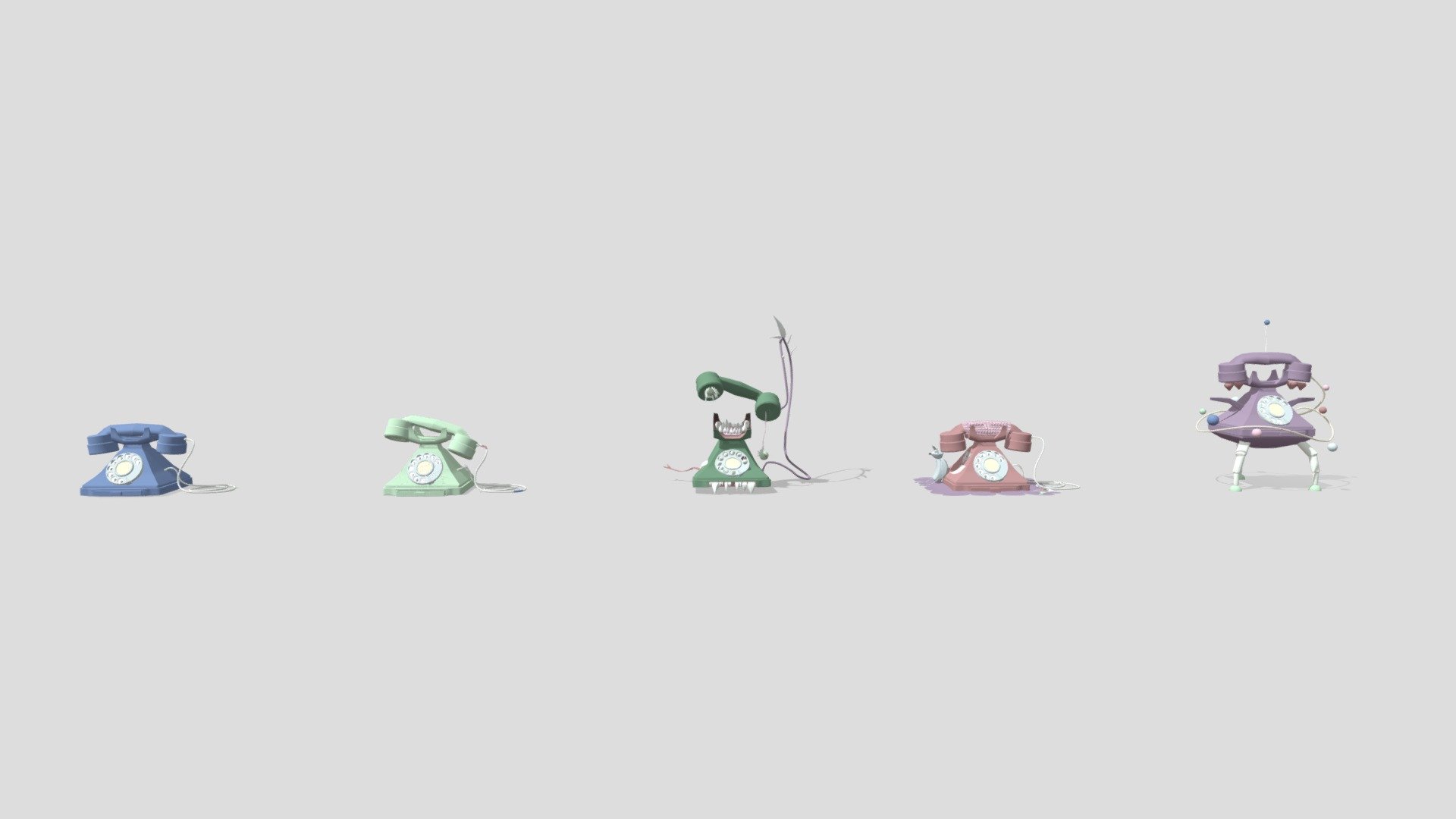 Vintage telephone variations - Download Free 3D model by lena_vl ...