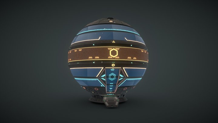 Stylish Futuristic Spherical Building 3D Model