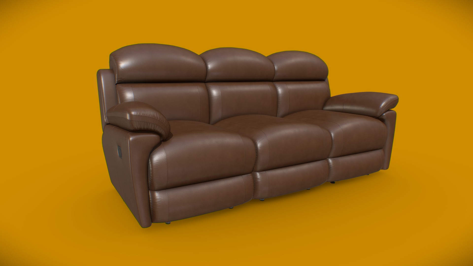 3D model Three set sofa - This is a 3D model of the Three set sofa. The 3D model is about a black leather couch.