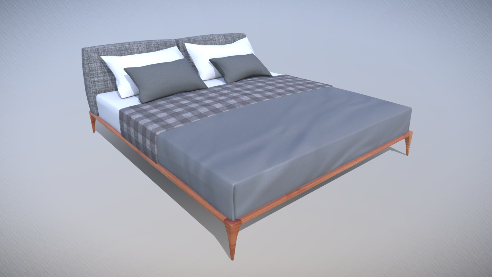 3D model vintage bed Low-poly - This is a 3D model of the vintage bed Low-poly. The 3D model is about a bed with pillows.
