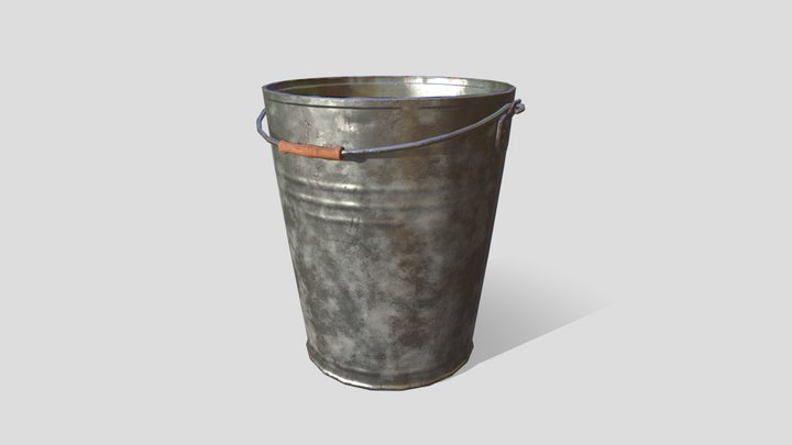 Galvanised Steel Bucket 3D Model