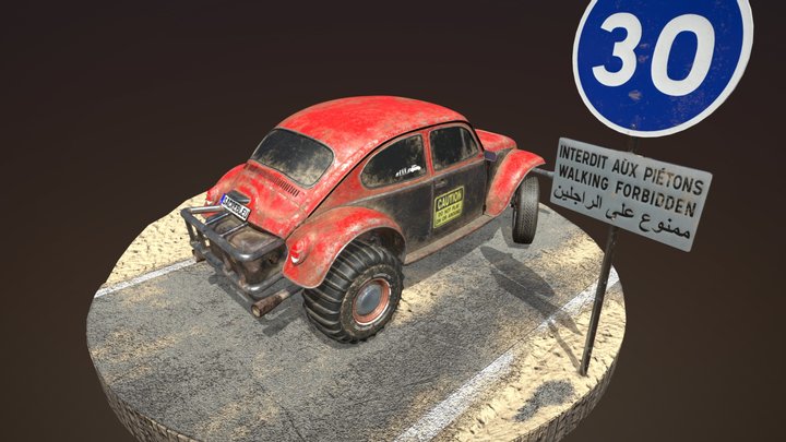 Volkswagen Dune Buggy Scene 3D Model