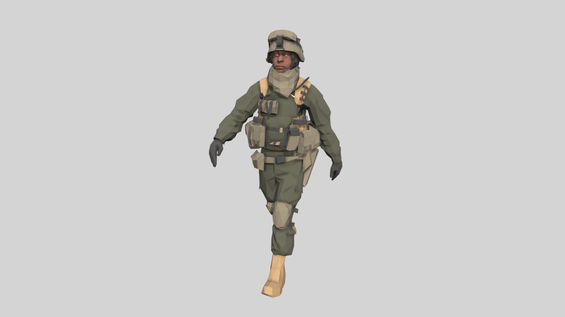 Low poly Army Man 2 Animated
