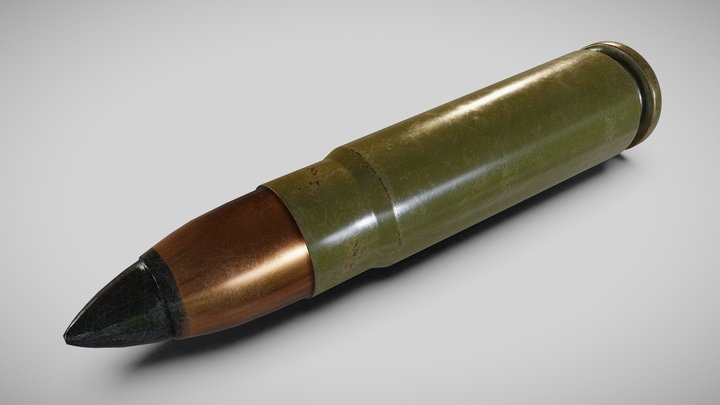 9x39mm SP-6 cartridge (high poly) 3D Model