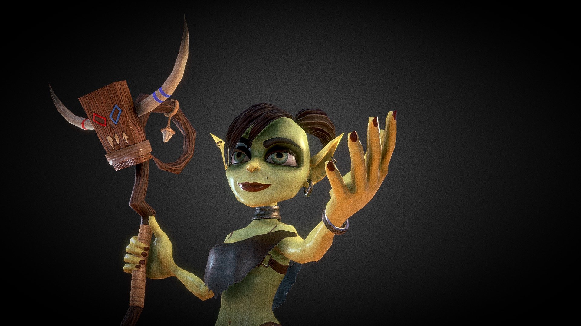 Goblin Witch Low Poly Model Animated