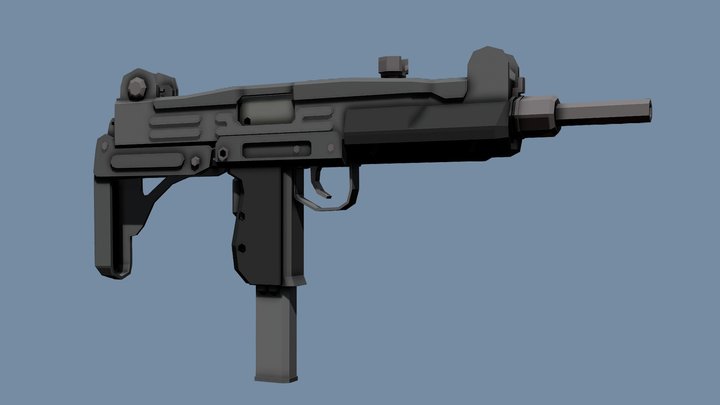 Low-Poly IMI Uzi – Free 3D Model STL