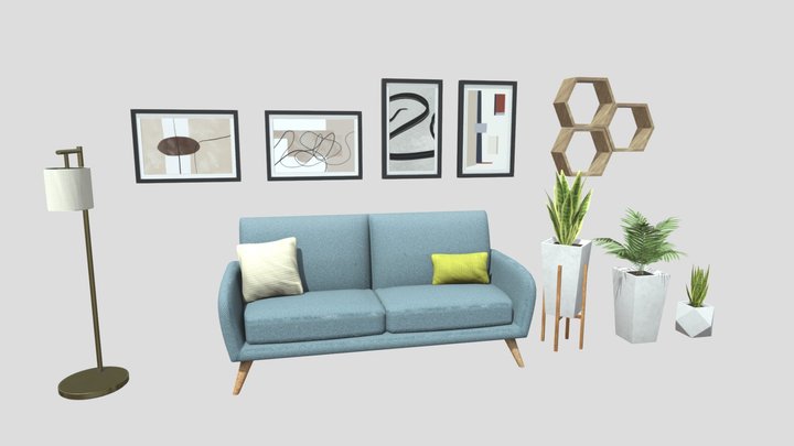 Furniture Pack/ Indoor plants and painting 3D Model