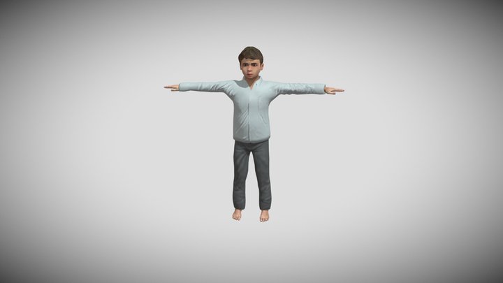 Realistic South Asian kid 3D Model