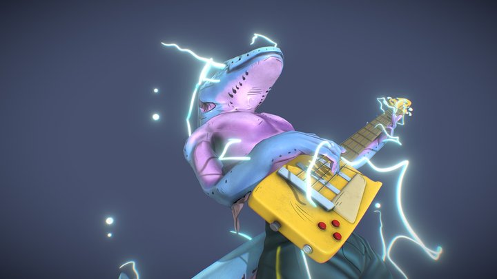 electric eel funk bassist - Stylized Creation 3D Model