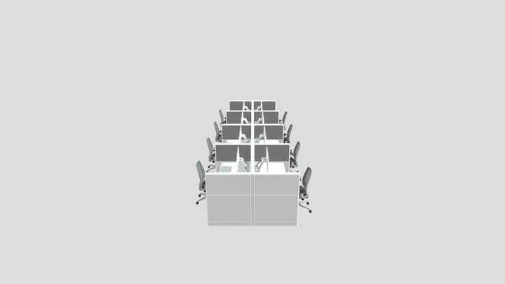 Workstation Pod / 8 Seats / Sit Stand 3D Model