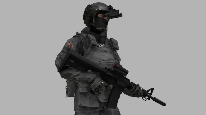 SWAT with M4 3D Model