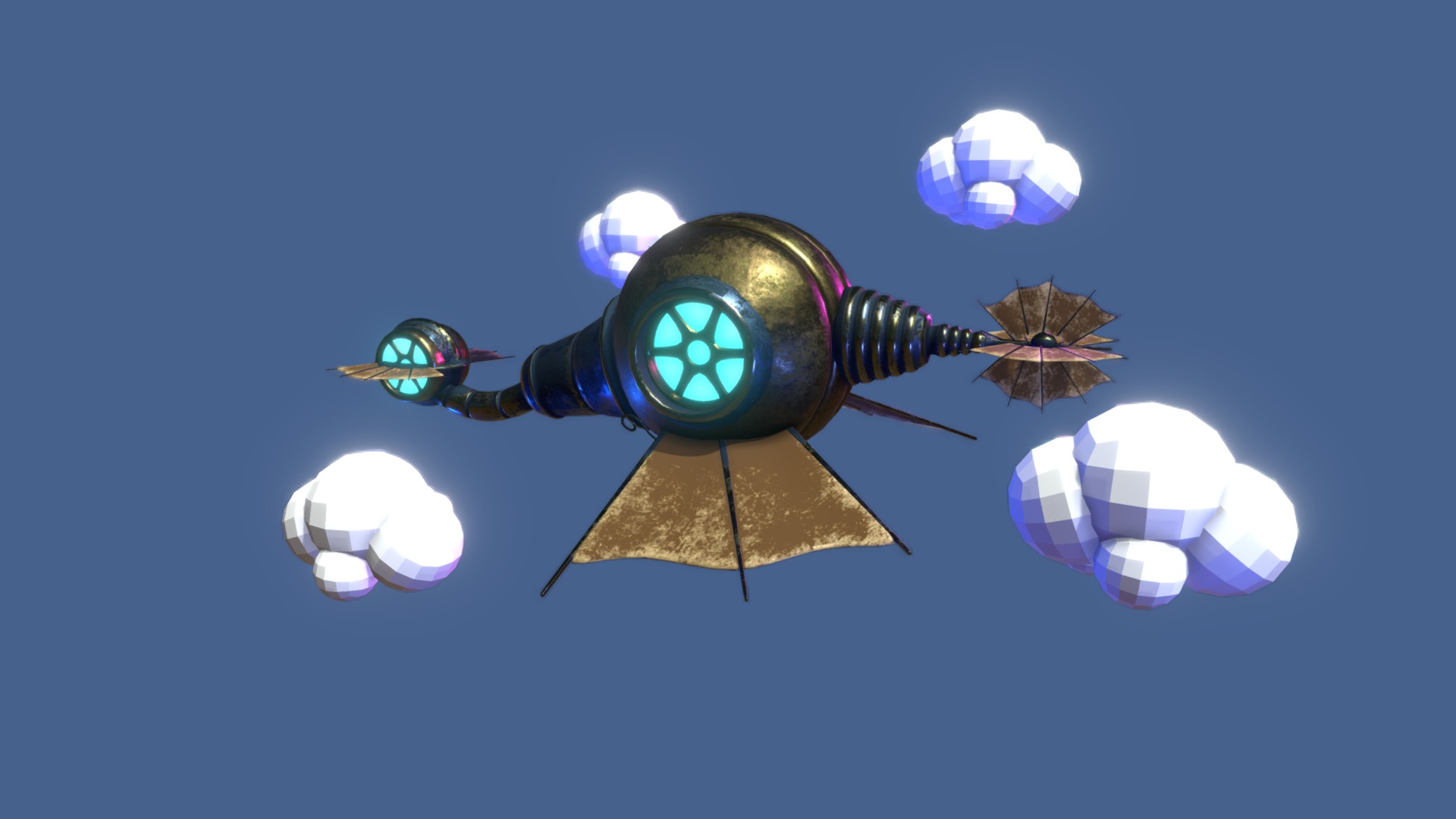 3D model Steampunk airship - This is a 3D model of the Steampunk airship. The 3D model is about a bug with a light on it.
