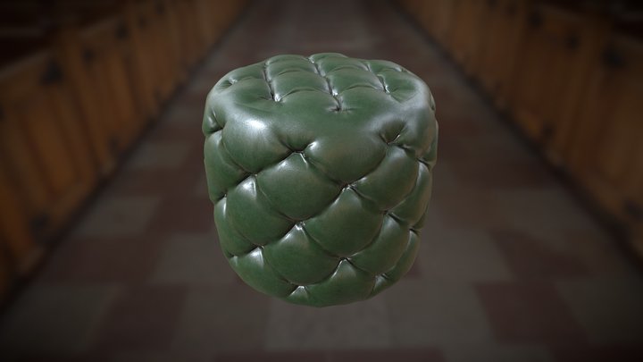 Leather Chesterfield Ottoman 3D Model