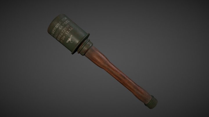 WW II German Grenade  AKA The Potato Masher 3D Model