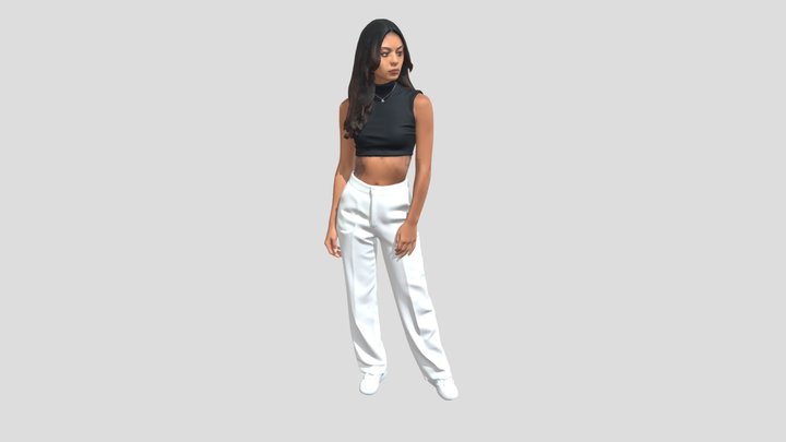 Black Crop Top And White Trousers