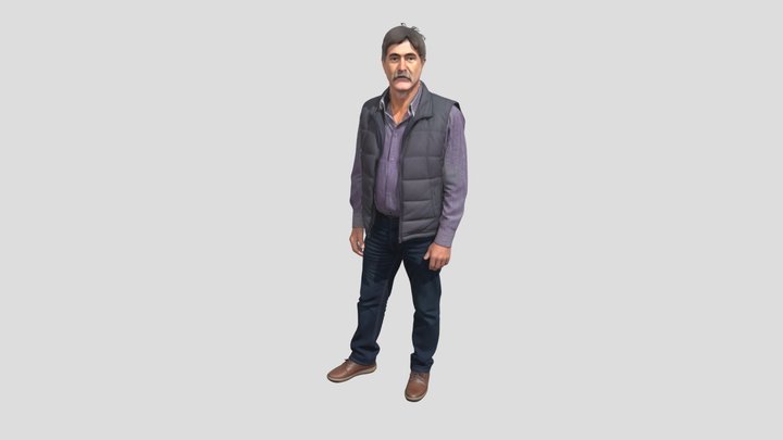 Portrait of a man in a gray puffer vest – Modèle 3D gratuit STL