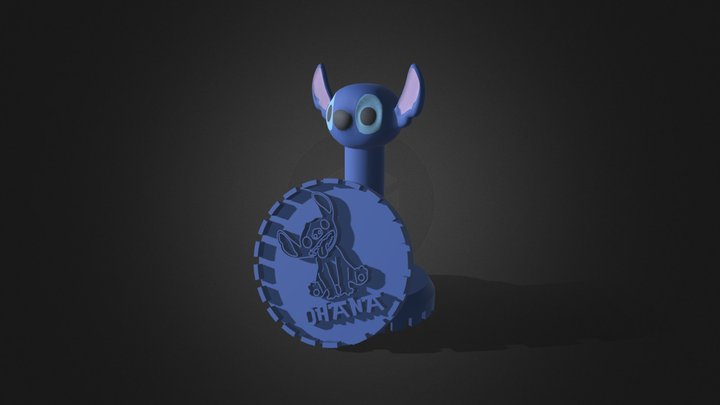 Stitch "Ohana" Stamp - 3D Print Model 3D Model