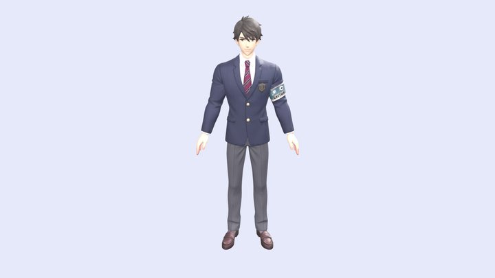 Stylized Anime Japanese High School Boy 3