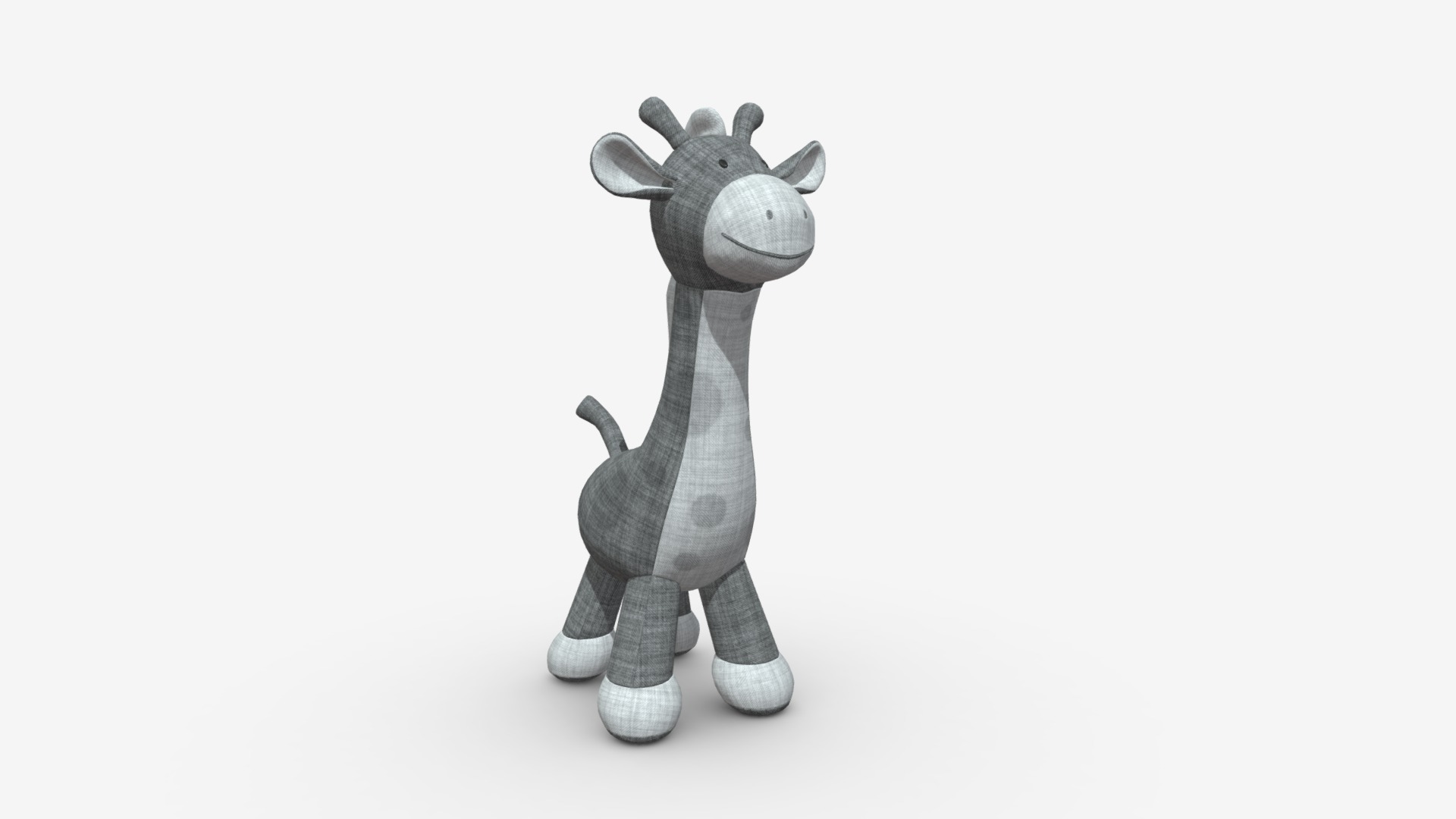 3D model Giraffe stuffed toy - This is a 3D model of the Giraffe stuffed toy. The 3D model is about a grey toy animal.