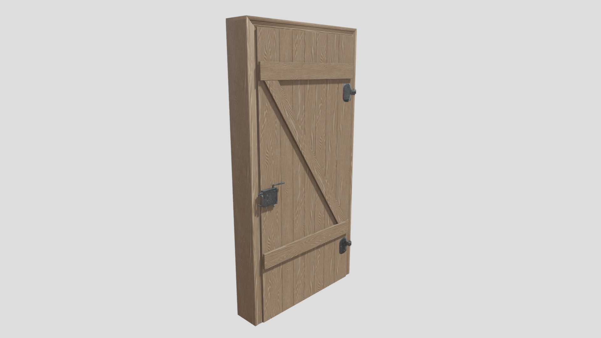 3D model Old Wooden Door - This is a 3D model of the Old Wooden Door. The 3D model is about a wooden box with a hole in it.