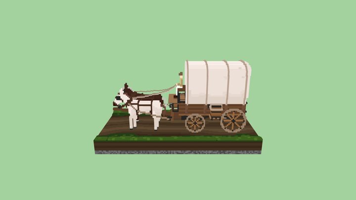 【magicavoxel】Covered wagon 3D Model