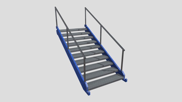 Metal Stairs Sectional 3D Model