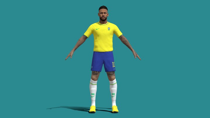 3D T-Pose Neymar Brazil Worldcup 2022 3D Model