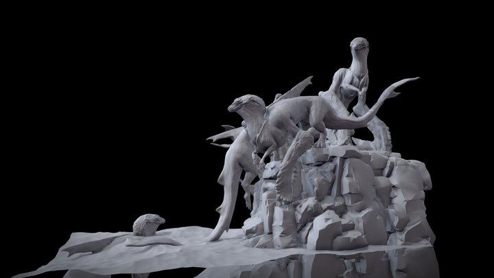 Abiah - Sea Dragon/Centaur Diorama - WIP 3D Model