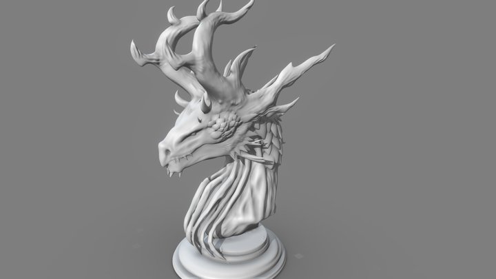 Estatua Cabeza Dragon 3D Model