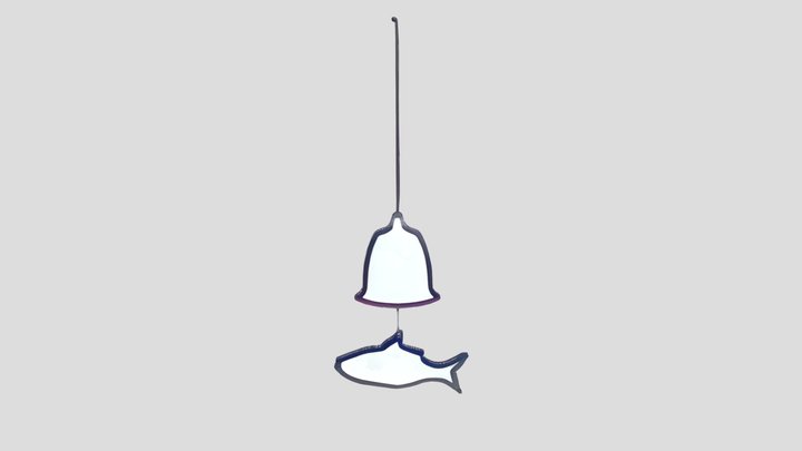 Bell with hanging fish 3D Model