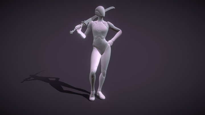 Female Sword Wielder Cycles 3D Model