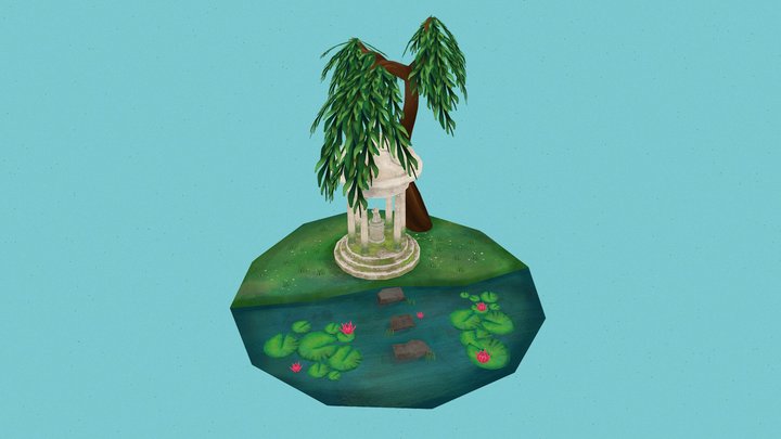 Handpainted Temple 3D Model