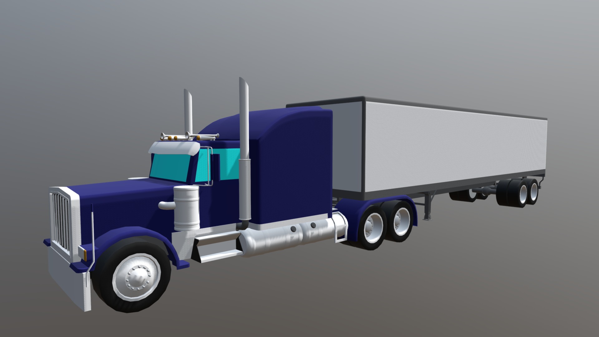 3D model Semi Tractor Trailer Combo - This is a 3D model of the Semi Tractor Trailer Combo. The 3D model is about a blue and white toy truck.
