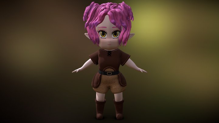 The Pink-Haired Elf Girl 3D Model
