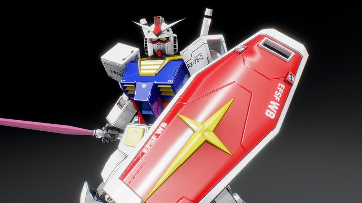 RX-78-2 Gundam HG2.0 Style Lower Res 3D Model