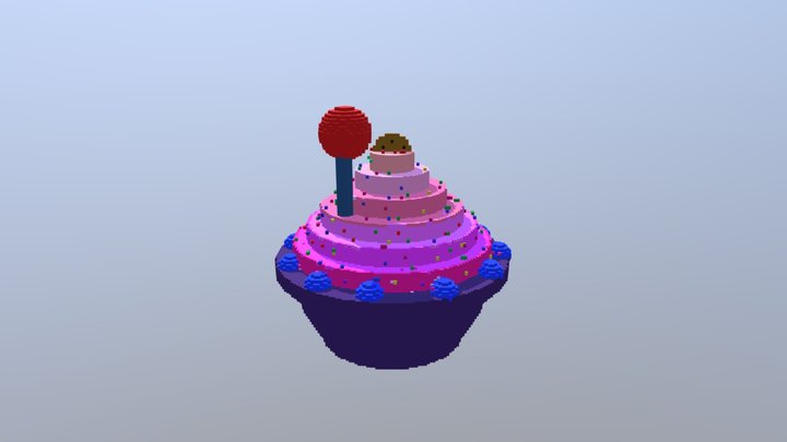 Cupcake Pixel 3D Model