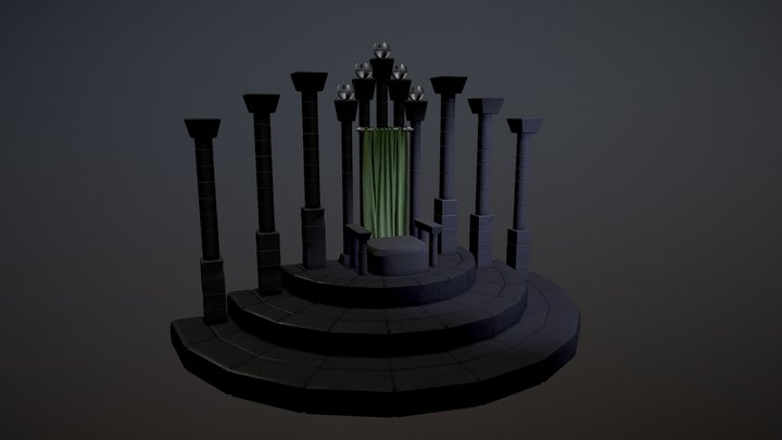 Stone throne low-poly 3D Model