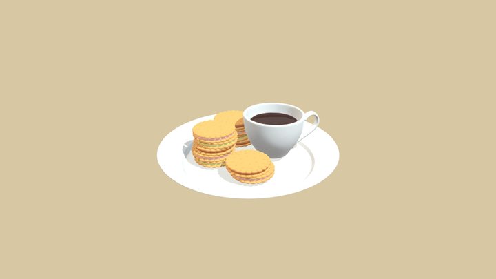 Coffee and Biscuits 3D Model