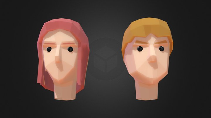 Low poly human head base mesh 3D Model