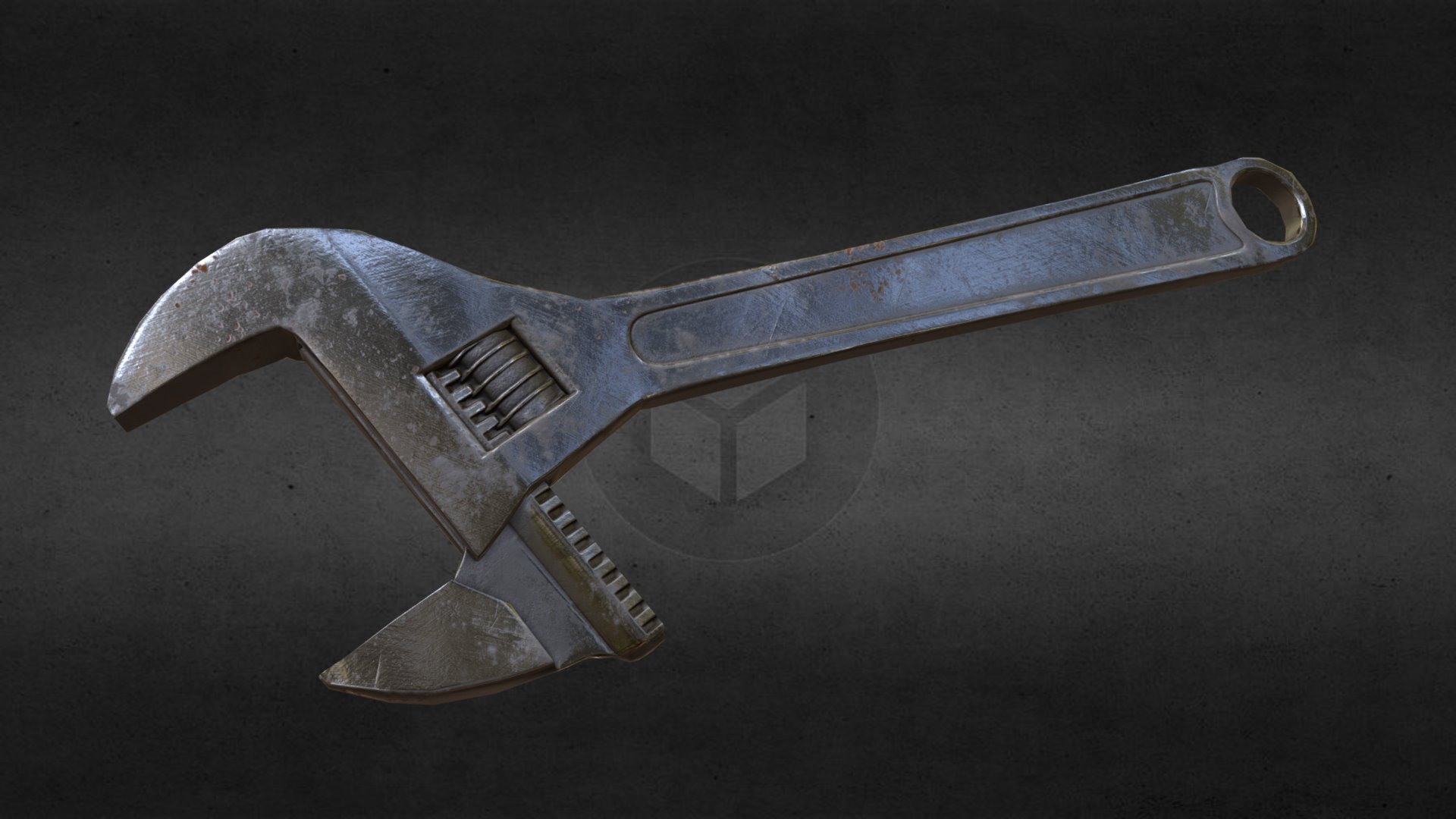 3D model spanner – real-time model - This is a 3D model of the spanner - real-time model. The 3D model is about a silver and gold knife.