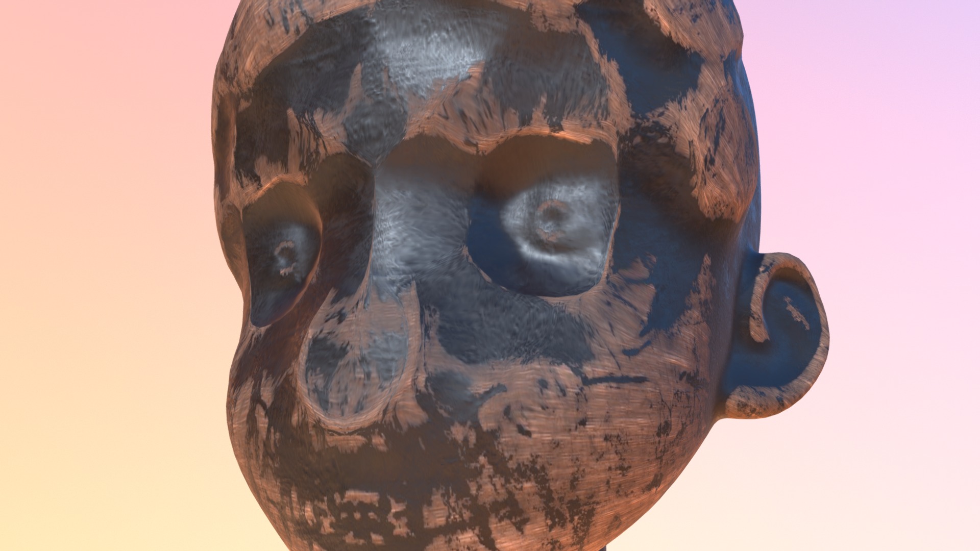 3D model Wood Face - This is a 3D model of the Wood Face. The 3D model is about a close-up of a skull.