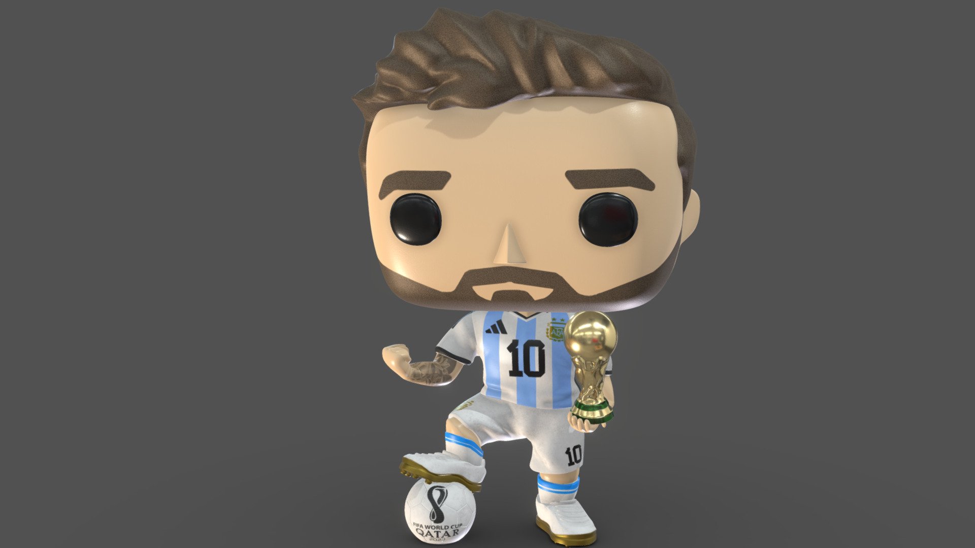 STL file Messi Funko POP FIFA WORLD CUP 2022 QATAR 🗺️・3D printer design to  download・Cults