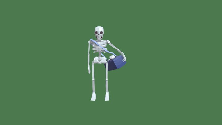LowPoly Skeleton with a Bag 3D Model