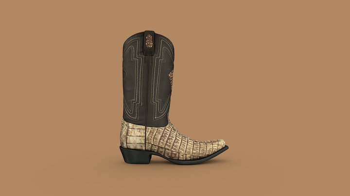 Yeehaw Cowboy Caiman Tail Boots 3D Model