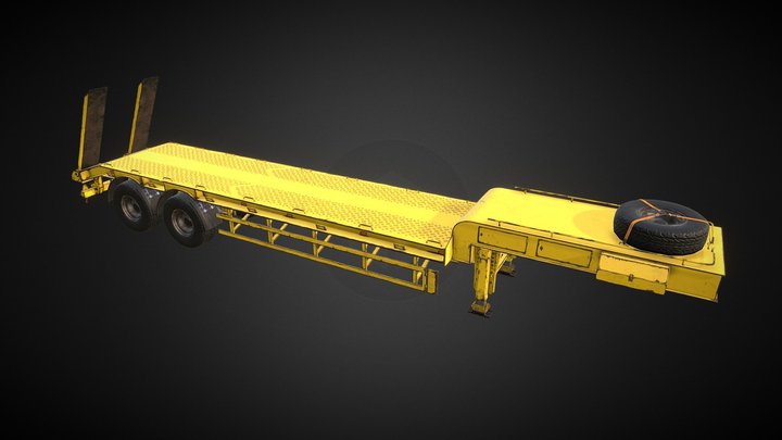 Low Bed Truck Trailer 3D Model