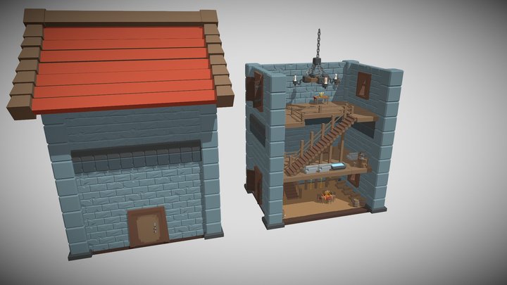 Lowpoly Series - House with 2 Floors 3D Model
