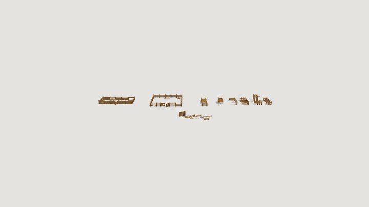 Stylized Fences_ Modular Pack 3D Model