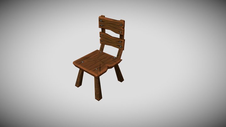 Stylized Wooden Chair 3D Model