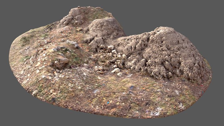 Photoscan Low-poly Rocky Ground earth rubble 3D Model